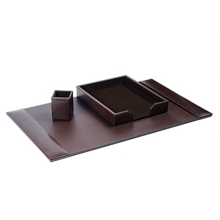 Dacasso Dark Brown Bonded Leather 3-Piece Desk Set DF-3637